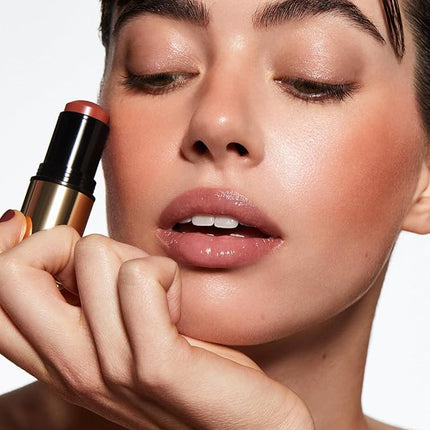 MAKE Beauty Heat Stroke Cream Blush Stick for Cheeks with Natural Hydrating Dewy Finish. Creamy Gel Blush Balm - Shade Flushed, Peachy Nude Cheek Tint