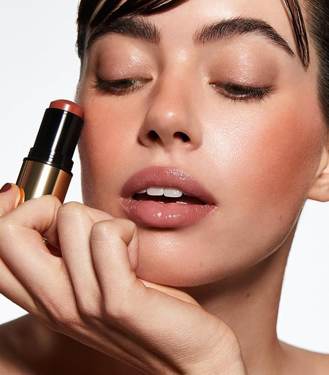 MAKE Beauty Heat Stroke Cream Blush Stick for Cheeks with Natural Hydrating Dewy Finish. Creamy Gel Blush Balm - Shade Flushed, Peachy Nude Cheek Tint