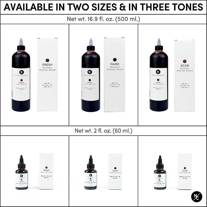 Alcohol Drying Blood, Ultra-Realistic Fake Liquid Blood, SFX Makeup for the Stage, Film, Halloween, and Cosplay - Scab 2oz