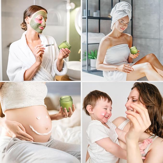 Norme 96 Pcs 4 oz Glass Jars with Lids Leakproof Round Airtight Empty Cosmetic Jars with Inner Liners Lid for Storing Lotions Powder Ointments Candle Making Tins (Pea Green)