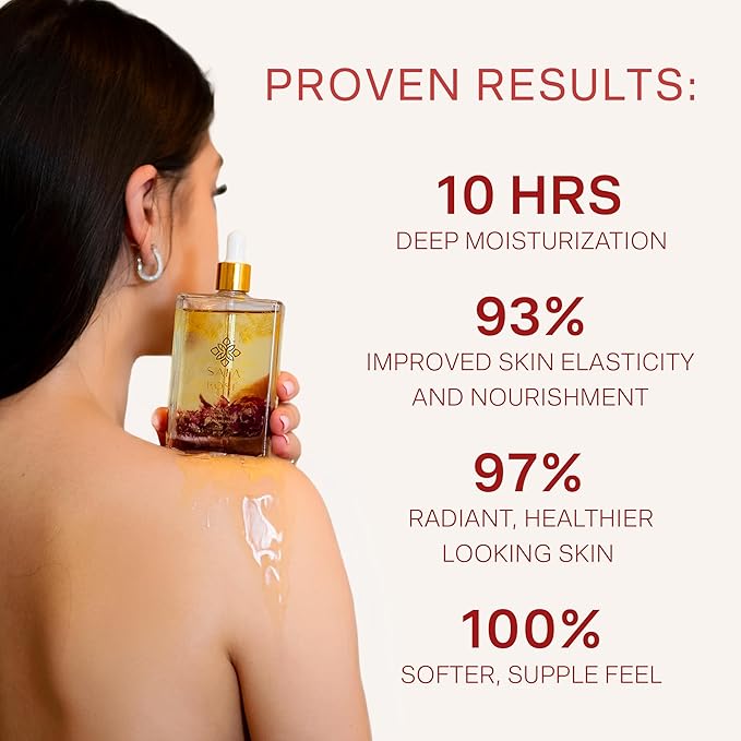 SAFA Rosé Oil - Organic Rose Essential Oil for Face, Body, Hair, Nails & Aromatherapy | After Shower Body Oil | Skin Moisturizer - Natural Scented Perfume for Women - 4 Fl Oz