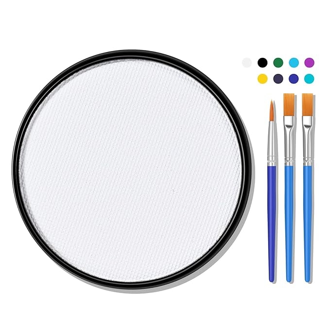 White Face Body Paint Makeup 30G,Professional Stage Screen Halloween,Non Toxic Face Body Paint Makeup for Halloween Costume Theater Dress-Up Zombie Vampire Skeleton Clown Makeup-01