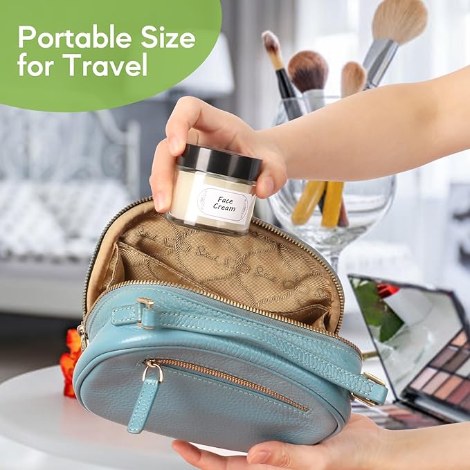 2 oz Clear Glass Jars with Lids 24Pack, Small Jars with Inner Liners for Sample, Powder, Cream, Lotion and Ointments with Stickers & Spatulas Included