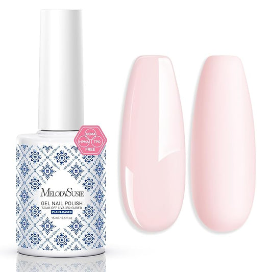 MelodySusie Fleurwee Plant Based Gel Nail Polish, Hema Free Pale Nude Pink Nail Polish, Soak Off UV LED Gel Polish Gift for Women 21 Non Toxic Long Lasting Nail Art Manicure Salon DIY at Home P12