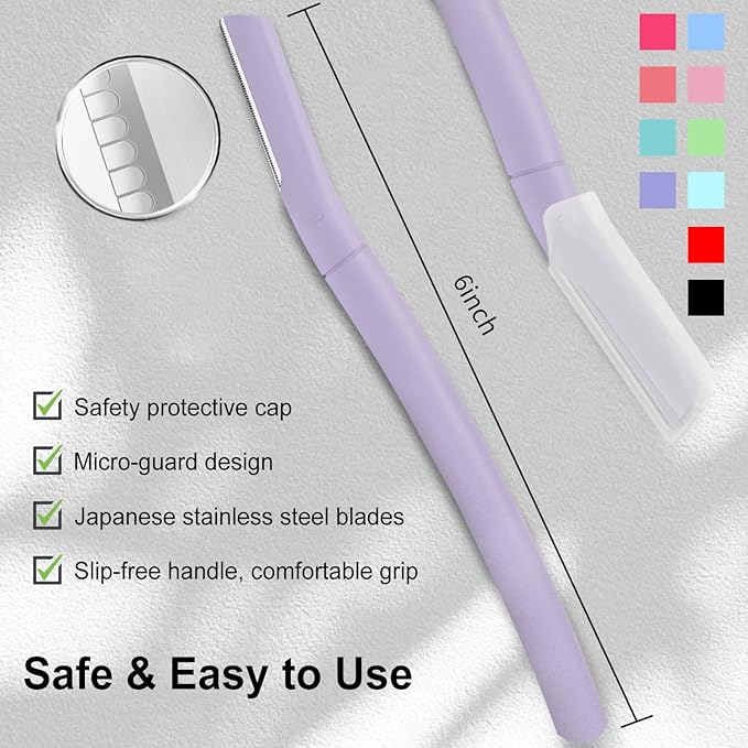 Face Razors for Women, Dermaplane Razor for Women Face, Eyebrow Razor, Dermaplaning Tool, Gentle Exfoliation Microblades for Sensitive Skin, Peach Fuzz Remover