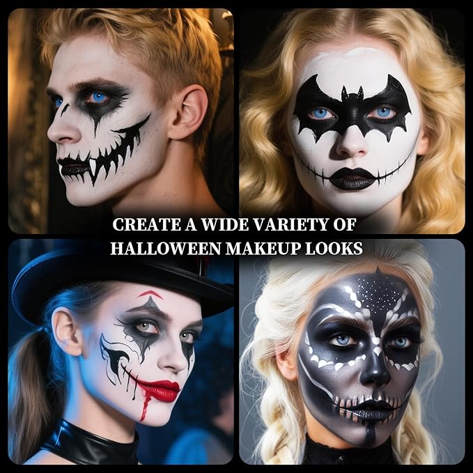 Black Face Body Painting Stick, Full-coverage Cream Eye Black Stick, Professional Washable Face Paint for Halloween SFX Skeleton Vampire Joker Zombie Goth Cosplay Makeup for Adult Cosplay Party