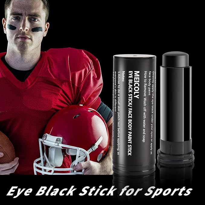 MEICOLY 3pcs Eye Black Stick for Sports,Easy to Color Athletes Black EyeBlack, Sporting Face Paint for Baseball Softball Football Lacrosse,Smooth Easy to Apply Halloween Face Body Paint Stick,1.5Oz