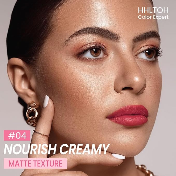 Honey Lipstick Tinted Lip Balm - Matte Tint Cream Lipsticks for All Skin Tones, Hydrating Lip Stain, Can be Buildable Blendable Nourishing Moisturizing Suitable for Women to Every Day Makeup 04