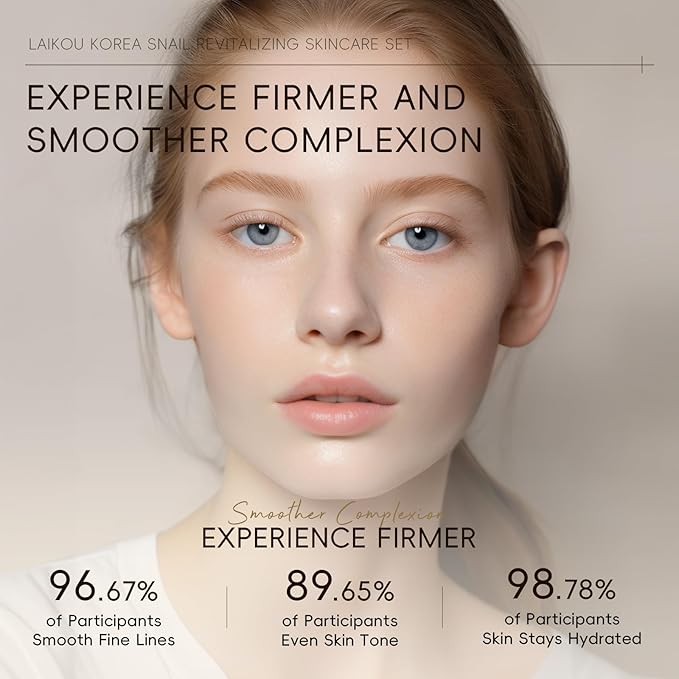 Korean Snail Essence Skin Care Kit,Skincare Gifts for Women,Include Gentle Cleanser,Toner,Eye Cream,Serum,Cream,Long-Lasting Moisturizing & Nourishing,Minimizes the Look of Wrinkles