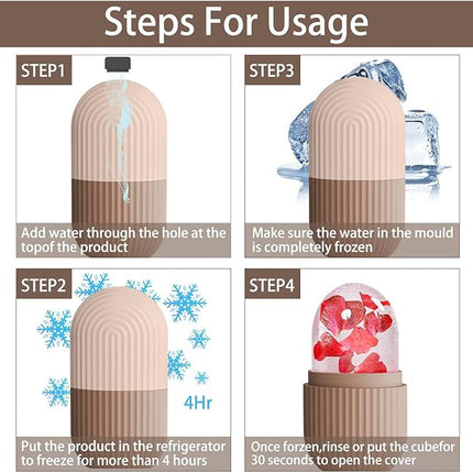 XHJRI Ice Face Roller Massager,Ice Cube Roller for Face, Eyes and Neck Naturally Conditioning and Skin Care,De-Puff Eye Bags,Reduce Migraine Pain,Reusable Massage Silicone Ice Mold (Coffee)