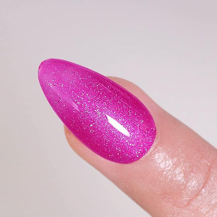 Imtiti Glitter Deep Pink Gel Nail Polish, UV LED Soak Off Sparkle Hot Pink Color Nail Polish, Shimmer Glitter Gel Polish