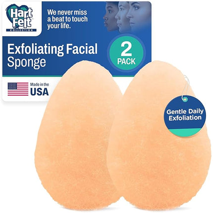 HartFelt 2ct Tear Drop Gentle Face Scrubber for Women | Reusable Facial Sponges for Daily Cleansing | Facial Exfoliating Pads for Removing Dead Skin, Dirt & Makeup | Made in USA