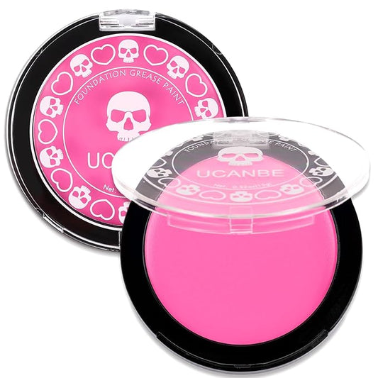 UCANBE Pink Face Body Paint Makeup Foundation, Professional Waterproof Cream Greasepaint, Non-Toxic Face Painting Kit for Halloween Makeup, Sugar Skull SFX Cosplay, Special Effects Costume & Parties