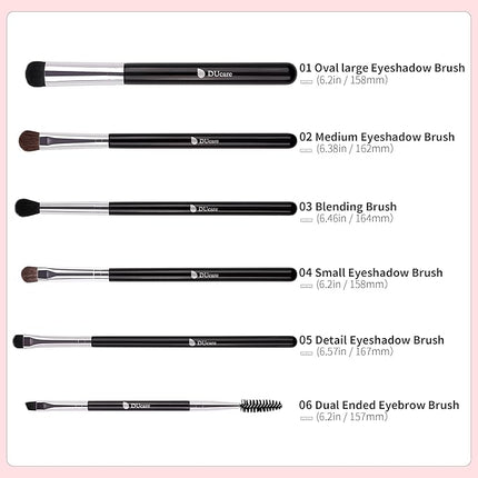 DUcare Eye Makeup Brush Set, 6 Pcs Professional Eyeshadow Blending Makeup Brushes for Concealer Eyebrows Eyeliner, Soft Hairs & Wood Handle
