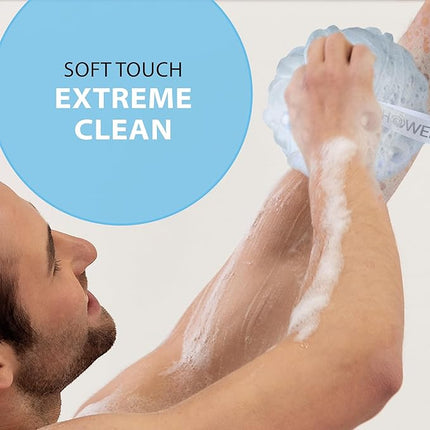 SHOWER BOUQUET Loofah-Bath-Sponge XL Soft-Pastel-Colors 4-Pack // Extra-Large 75g Mesh Luffa Loofa Loufa Puff Pouf Set/Exfoliating Body Scrubber for Women and Men - Exfoliate & Soothe Face & Body