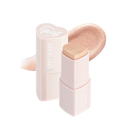 TOUCH IN SOL In My Heart Stick Highlighter (#Moonlight Beam) - Cream Highlighter Stick for Korean Makeup, Multi-Use for Lips, Cheeks & Body, Blendable for Dewy Glow, K-Beauty (0.21 oz)
