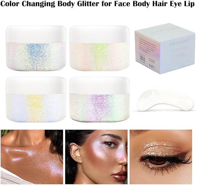 Light Purple Face Glitter Gel,Mermaid Body Glitter Gel,Singer Concerts Music Festival Rave Accessories,Self-Adhesive Sequins Glitter Body Hair Makeup,Sparkling Chunky for Women(Purple),53ML