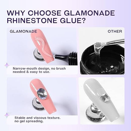 Glamonade Nail Rhinestone Solid Glue: 30g Super Strong Gel for Nail Gems Charms No Wipe Clear Gel for 3D Nail Art DIY Nail Designs Nail Tech Must Supplies