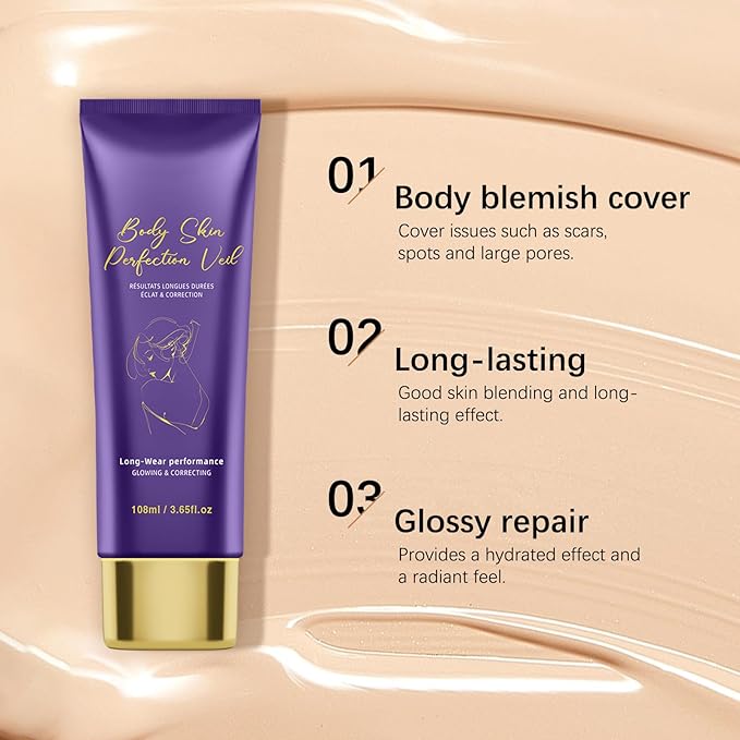 Body Coverage Perfector with Brush - Waterproof Leg & Body Makeup No Transfer, Tattoo & Scar Cover Up Full Coverage, Complexion Perfector for All Skin Tones (Golden Radiance)