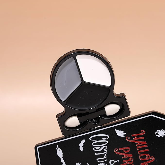 Black White Grey Face Body Paint with Applicator, Oil Based Face Painting Kit for Halloween Skeleton, Skull, Gothic Makeup, Costume Parties, Dress Up, Cosplay, Stage & Special FX Makeup - Travel Size