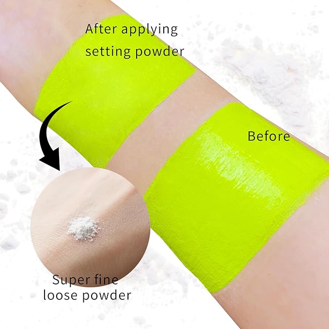 Ogre Green Face Paint with Setting Powder and sponge,1.01 Oz Water Based Full Coverage Green Body Paint,Halloween Face Painting Kit SFX Makeup Cosplay Monster Costume for Adults & Kids