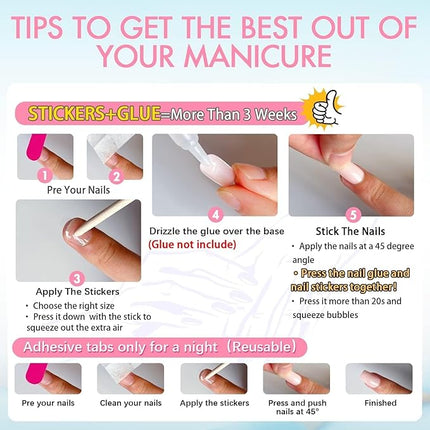 KXAMELIE Medium Coffin Nails - Press Ons, Glue Ons, Reusable 24 Fake Nails - Solid Color, Natural Thick, False Nails for Women