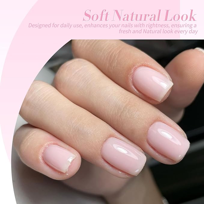 Born Pretty French Manicure Gel Nail Polish French Base Color Gel Polish Jelly Gel Nail Polish Set Sheer Milky Jelly Nude Pink Gel Polish Nail Art DIY at Home 6PCS