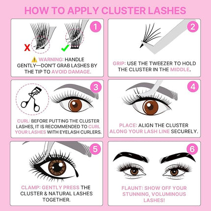 Korean Self Adhesive Lash Clusters Voluminous Look No Glue Press On Pre Bond Lash Clusters Fluffy Self Adhesive False Eyelashes No Glue Needed Reusable Wispy Eyelash Extensions
