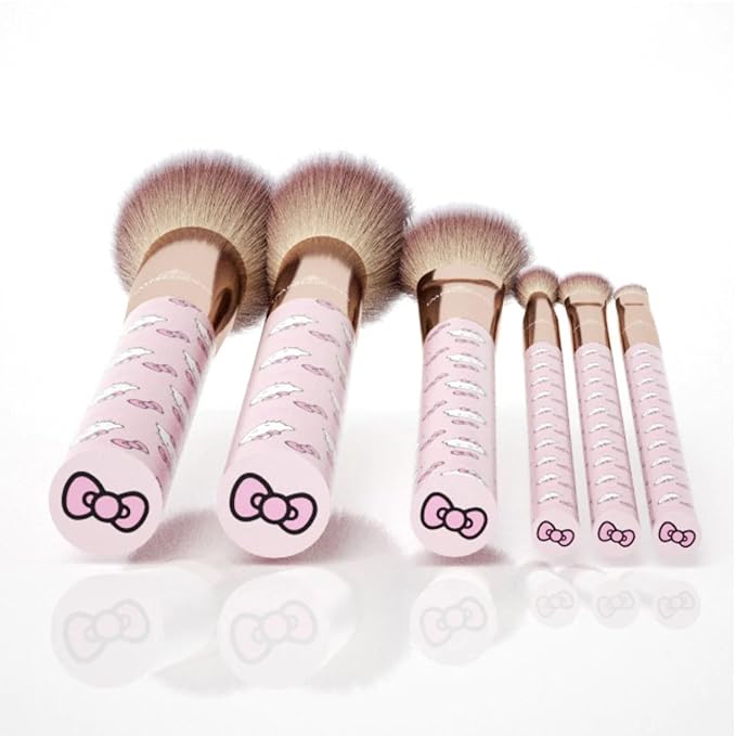 Impressions Vanity Hello Kitty Supercute Signature 6 PCs Makeup Brush Set, Super Cute Soft Makeup Brushes for Foundation, Face Powder, Make up Blending, Eye Shadow, and Liner Application (Pink)