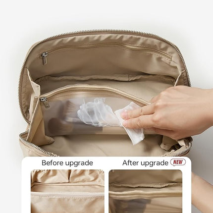 EACHY Travel Makeup Bag,Large Capacity Cosmetic Bags for Women,Waterproof Portable Pouch Open Flat Toiletry Bag Pattern Makeup Bag