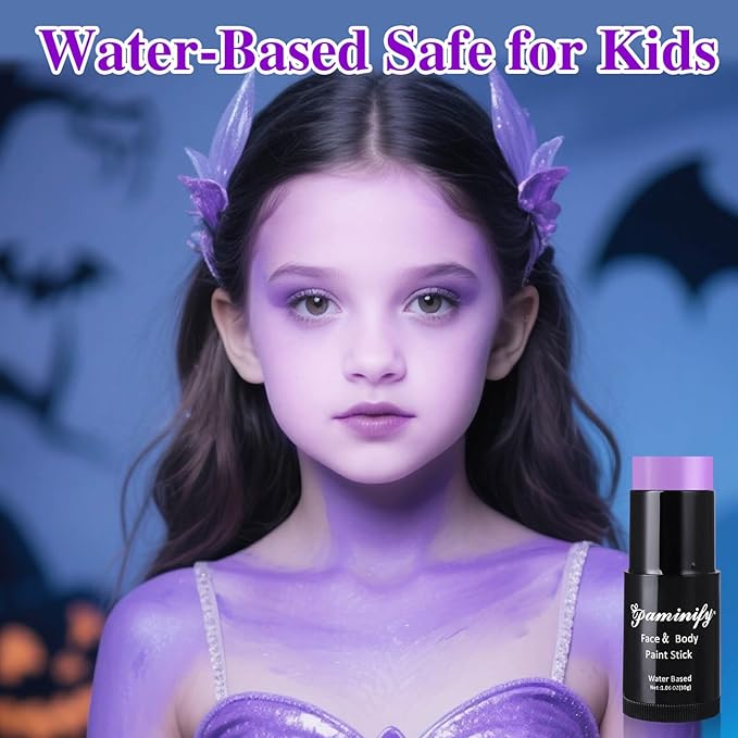 Light Purple Face Paint Stick,Water-Based Lavender Purple Body Paint Stick,Washable Full-Coverage Halloween Face Painting for Ursula Costume,Professional SFX Makeup for Cosplay,1.06 OZ