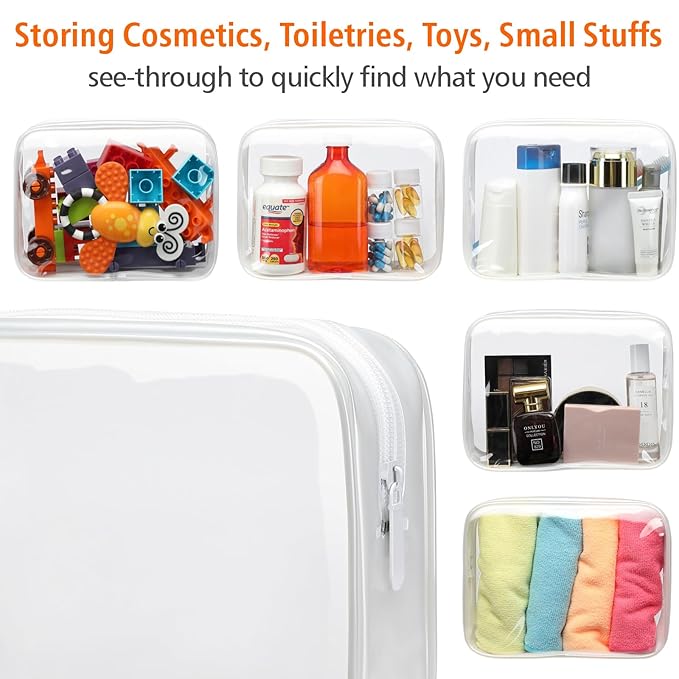 PACKISM Clear Makeup Bags - 2 Pack Quart Size Travel Bag TSA Approved Clear Travel Bags for Toiletries,Cosmetic Bags Carry onToiletry Bag TSA Approved Toiletry Bags, White