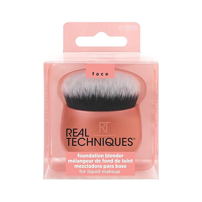 Real Techniques Foundation Makeup Blender, Kabuki Brush For Face or Body Makeup, Works With Liquid or Cream Foundation, No Handle, Blend & Buff Makeup, Dense Synthetic Bristles, 1 Count