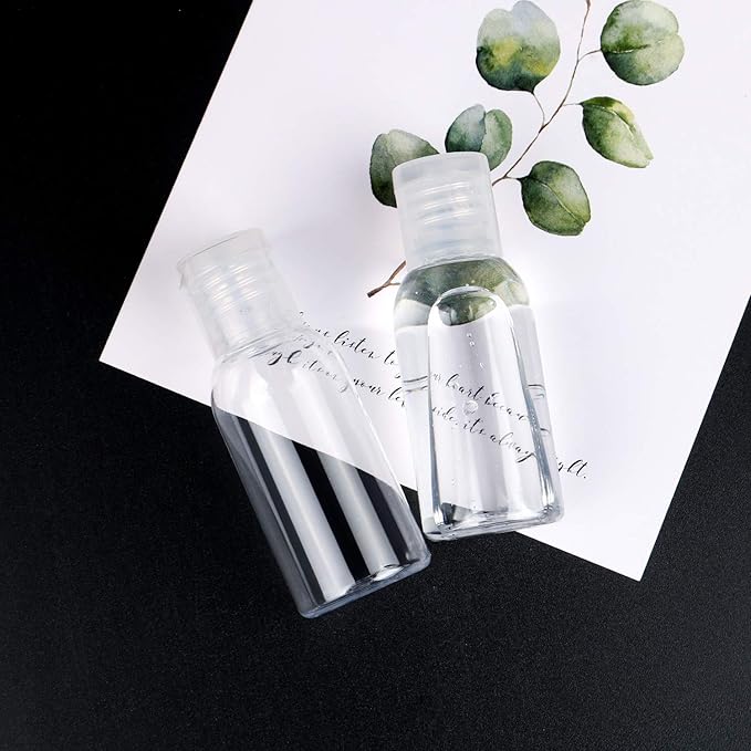 TrendBox 12 Pack Plastic Empty Bottles with Flip Cap for Shampoo, Lotions, Liquid Body Soap, Cream (1 oz / 30 ml)