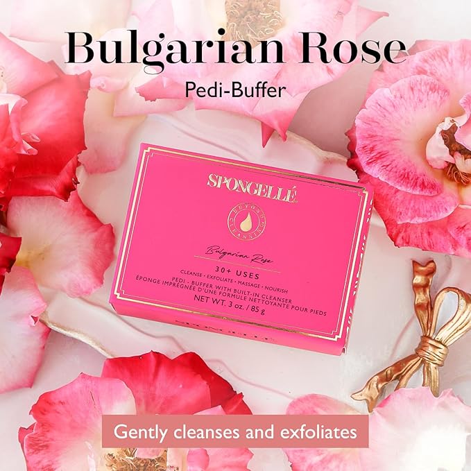 Bulgarian Rose Pedi Buffer – Exfoliating Foot Scrub & Cleanser | Softens, Smooths & Hydrates Dry Feet | Built-in Body Wash | 30+ Uses | Vegan, Paraben-Free, Cruelty-Free | at-Home Pedicure Spa