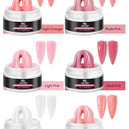 EBANKU Solid Builder Gel for Nails- 6 Colors Hard Gel for Nails Kit White Pink Solid Sculpture Gel Non-Sticky Modeling Gel Nail Extension with 3D Silicone Mold for Mother Day's Carving