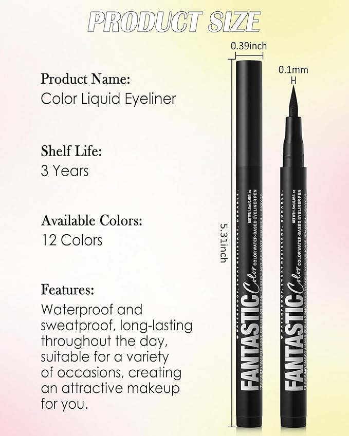 Purple Matte Liquid Eyeliner Pencil, Colorful High Pigmented Waterline Eye liner Waterproof Pen, Bright Colored Smudgeproof Long Lasting Eyeliner Pen Christmas Party Festival Makeup Gift for Women-07