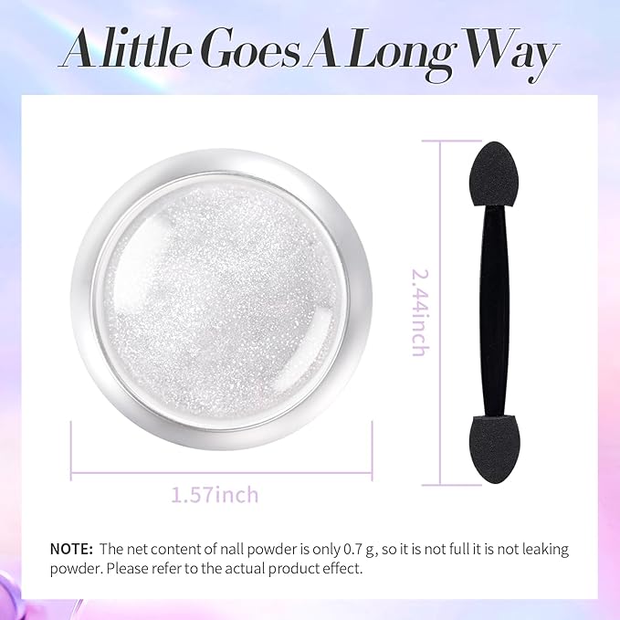 Born Pretty Silver Chrome Nail Powder Super Glossy Mirror Effect Metallic Nail Powder Nail Glitter Manicure Pigments for Nail Art Design