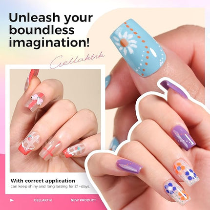 GELLAKTIK 12 Colors Nail Art Pens Set, 3D Nail Color Pens, Quick-Drying Acrylic Paint Markers, Dotting Liner Brush for DIY Nail Design, Home & Salon Manicure Tools