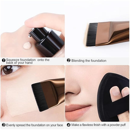 Flat Foundation Brush,Korean Makeup Brush Spatula Facial Brush for Liquid Foundation,Premium Face Makeup Brush for Blending Cream (Coffee)