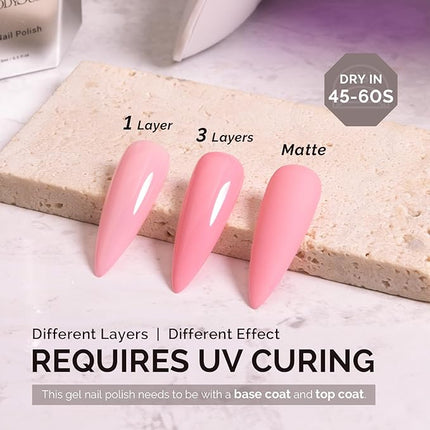 MelodySusie 0.5fl oz Candy Pink Gel Nail Polish, Nails Soak Off UV LED Light Baby Pink Gel Polish Gift for Women Nail Art Manicure Salon DIY Nail Design Decoration at Home-A2609