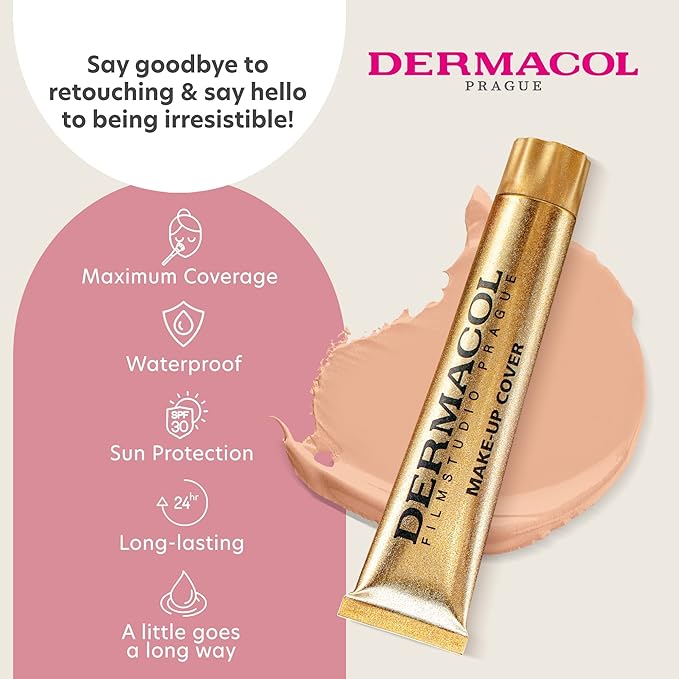 Dermacol Mini Full Coverage Foundation 13g, Liquid Matte Makeup with SPF 30, Waterproof Foundation for Oily Skin, Acne & Under Eye Bags, Long-Lasting Makeup Products Shade- 221