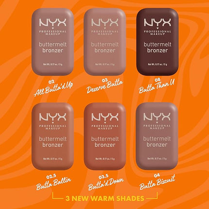NYX PROFESSIONAL MAKEUP Matte Buttermelt Bronzer, Longwear Face Makeup with Up to 12 Hours of Wear, Vegan Formula - Butta Ballin (Medium Warm)