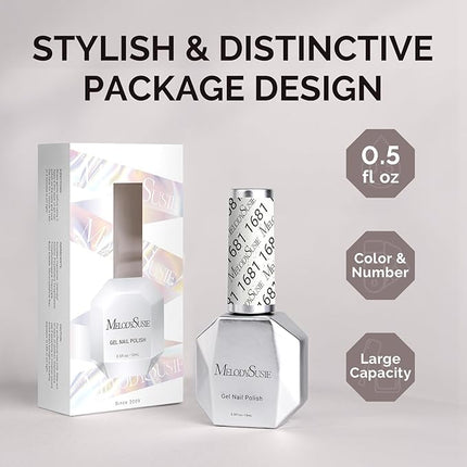 MelodySusie Sliver Shimmer Gel Nail Polish,0.5fl oz Soak Off UV LED Sliver Sparkle Shimmer Gel Polish Gift for Women Nail Art Manicure Salon DIY Nail Design Decoration at Home-1681