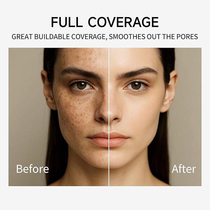 VENROCK 24HR Long-Lasting Moisturizing Liquid Foundation | Radiant, Waterproof, Concealing & Oil-Control (01# Ivory White, 30ml)