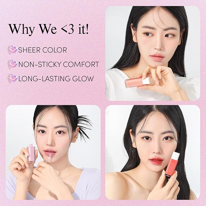 INGA Water Glow Lip Tint | Hydrating, Glossy Korean Lip Tint with Sheer Color & Glass-Like Shine | Long-Lasting, Non-Sticky Korean Lip Stain (RICH SALMON)