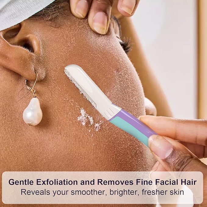 Dermaplane Razor for Women Face - Facial Razor for Women - Eyebrow & Face Razors, Exfoliating Microblades, Peach Fuzz Remover, Dermaplaning & Skin Care Tool, Travel Essentials, (12 pcs, Wisteria)