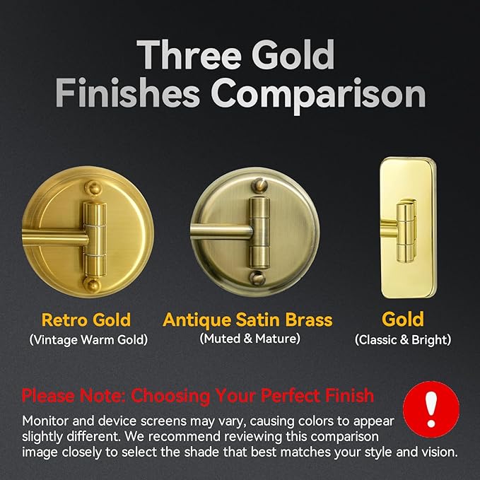 GURUN 8" Wall Mounted Makeup Mirror with 10X Magnification,Two-Sided Swivel Bathroom Mirror,Brushed Gold Finish M1306GJ(8",10X)