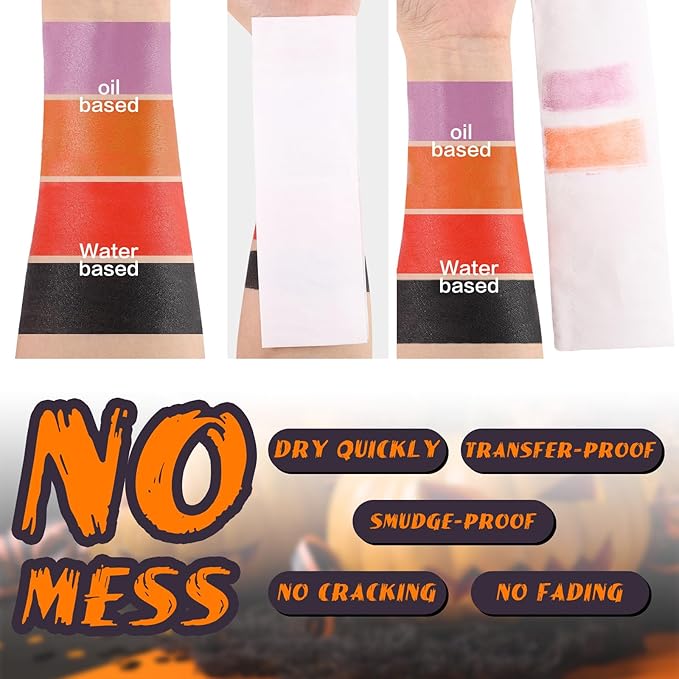 BOBISUKA Alabaster White Face Body Paint Stick White Eye Black Sticks for Sports Water Based Face Painting Kit Quick Drying Foundation Makeup for Halloween Clown Skeleton Joker Cosplay SFX Costume