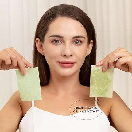 Teenitor Oil Blotting Sheets for Face, 400 Sheets Green Tea Oil Absorbing Sheets Blotting Paper for Oily Skin, Oil Absorbent Pads Face Oil Wipes Oil Sheets for Women, Oil Control Film Large 10cmx7cm